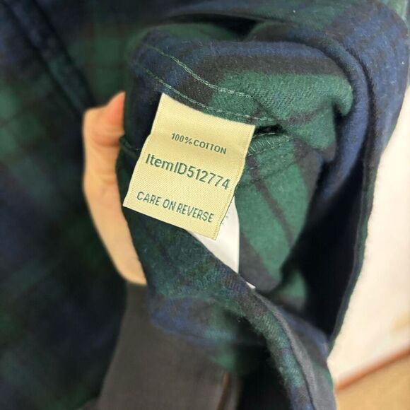 New LL Bean Blue & Green Plaid Cotton Zip Up Hooded Jacket Women's Size Small Ta - Picture 7 of 7